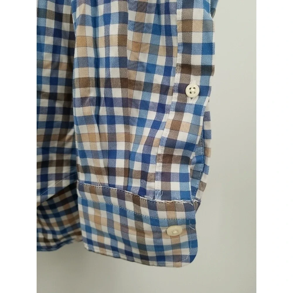 Peter Millar Shirt Men's Large Long Sleeve Button Up‎ Checkered Cotton Casual